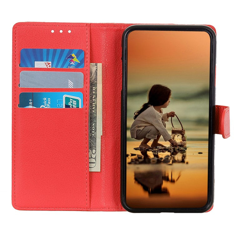 Litchi Skin Wallet Leather Stand Case for Google Pixel 6 - Red