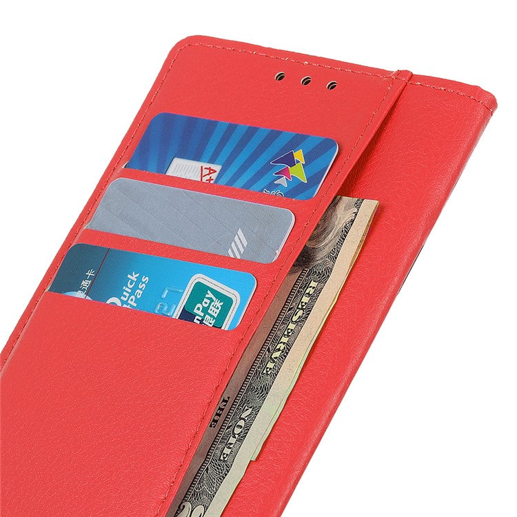 Litchi Skin Wallet Leather Stand Case for Google Pixel 6 - Red