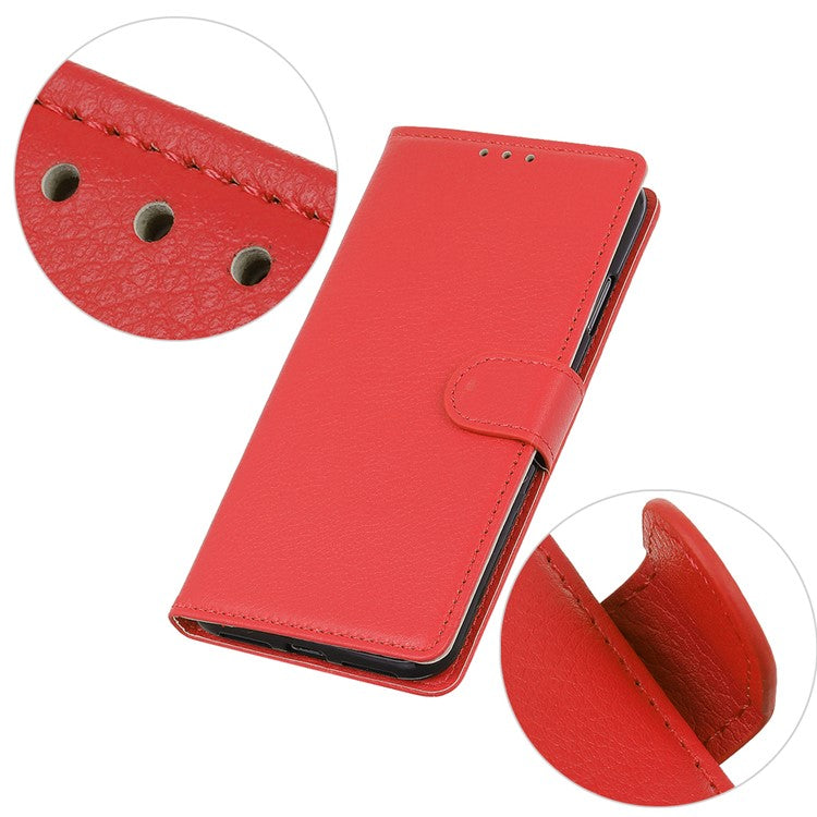 Litchi Skin Wallet Leather Stand Case for Google Pixel 6 - Red