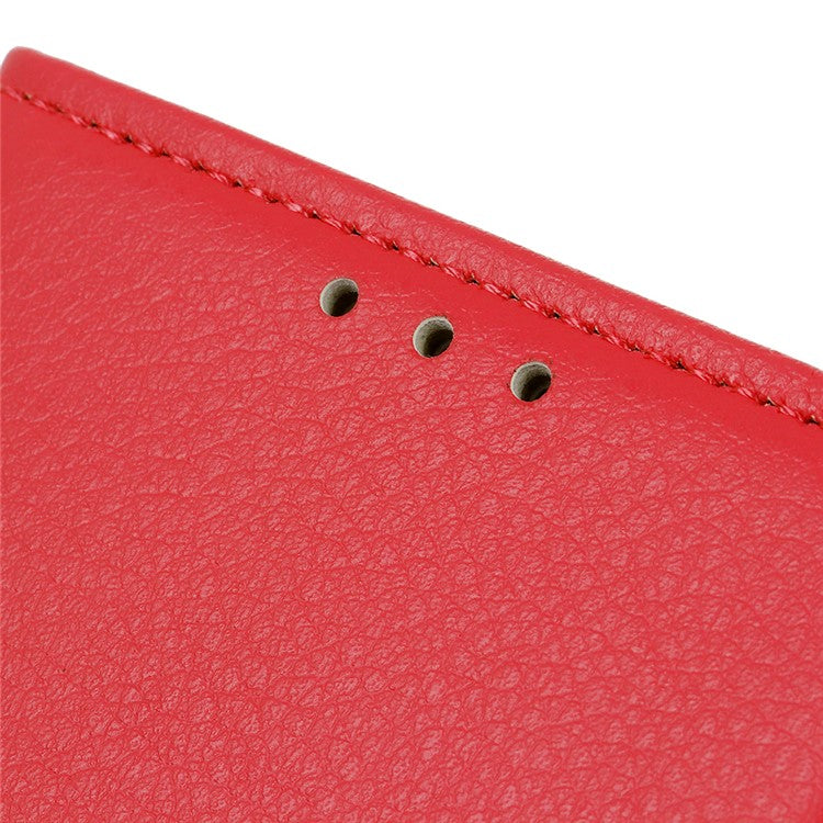 Litchi Skin Wallet Leather Stand Case for Google Pixel 6 - Red