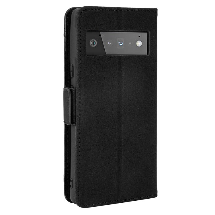 Wallet Stand Design Phone Cover Case with Multiple Card Slots for Google Pixel 6 - Black