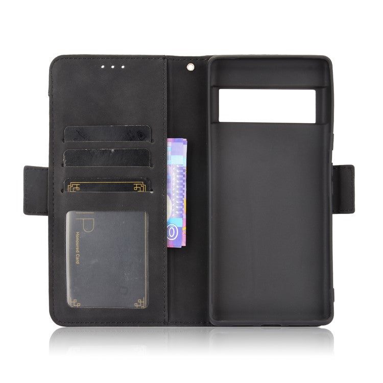 Wallet Stand Design Phone Cover Case with Multiple Card Slots for Google Pixel 6 - Black