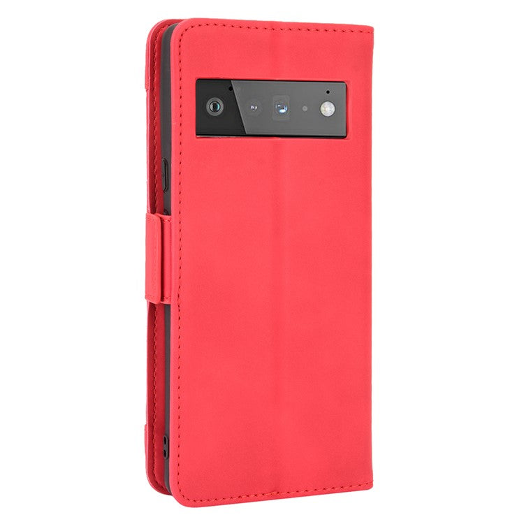 Wallet Stand Design Phone Cover Case with Multiple Card Slots for Google Pixel 6 - Red