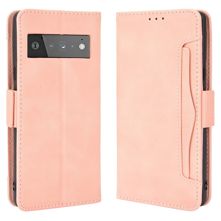 Wallet Stand Design Phone Cover Case with Multiple Card Slots for Google Pixel 6 - Rose Gold