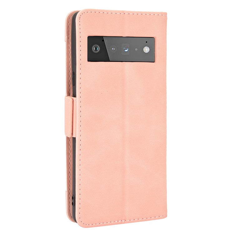 Wallet Stand Design Phone Cover Case with Multiple Card Slots for Google Pixel 6 - Rose Gold