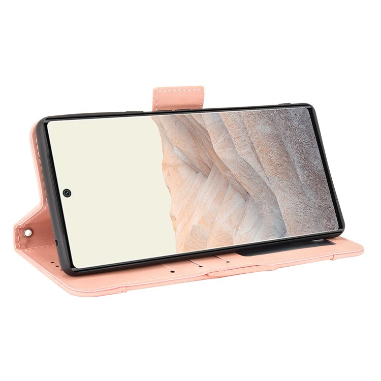 Wallet Stand Design Phone Cover Case with Multiple Card Slots for Google Pixel 6 - Rose Gold