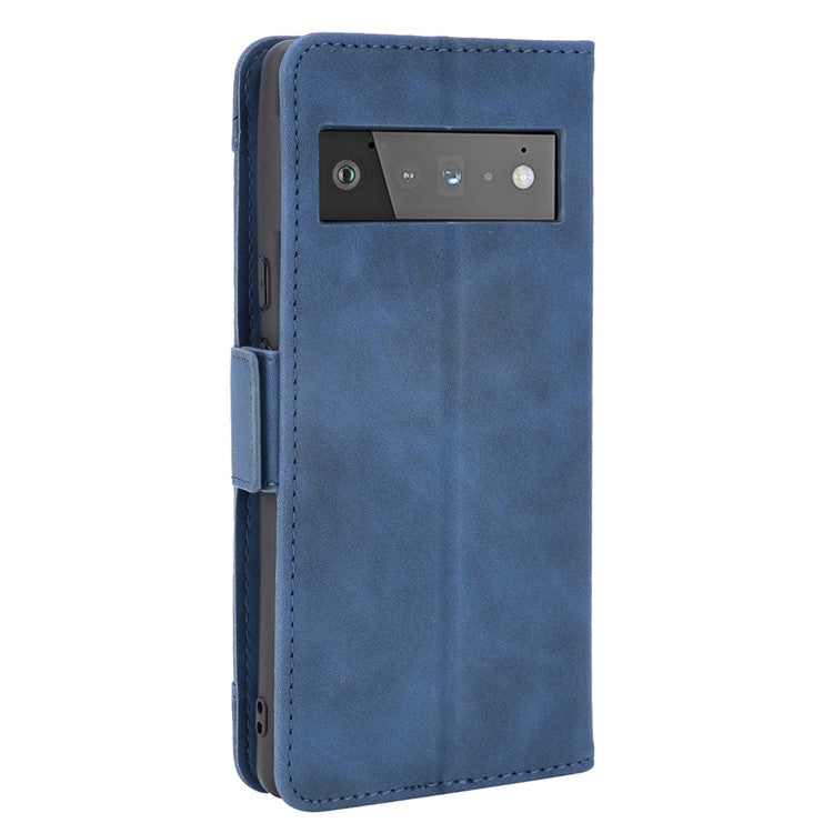 Wallet Stand Design Phone Cover Case with Multiple Card Slots for Google Pixel 6 - Blue