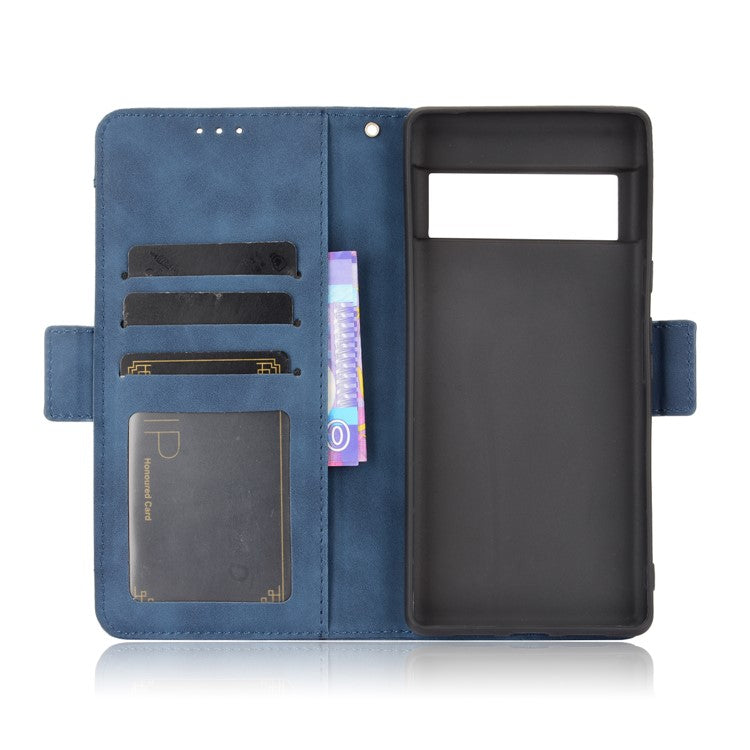 Wallet Stand Design Phone Cover Case with Multiple Card Slots for Google Pixel 6 - Blue