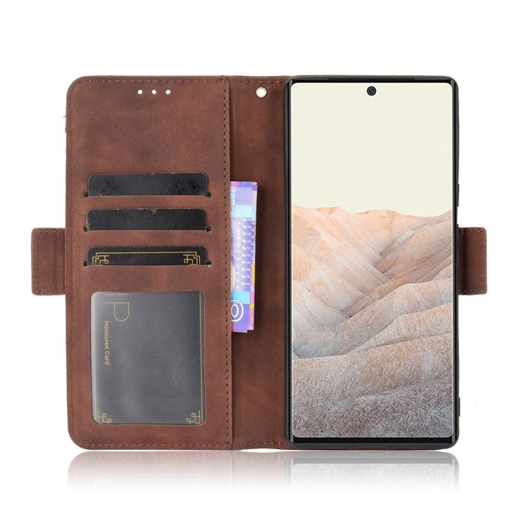 Wallet Stand Design Phone Cover Case with Multiple Card Slots for Google Pixel 6 - Brown