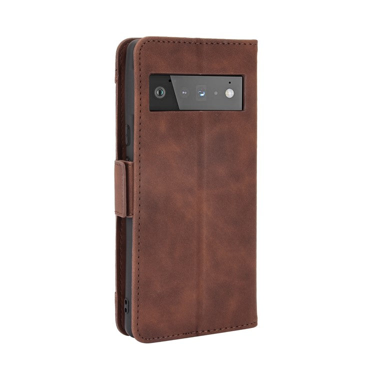 For Google Pixel 6 Pro Full Protection Multiple Card Slots Design Leather Stand Protective Case - Brown