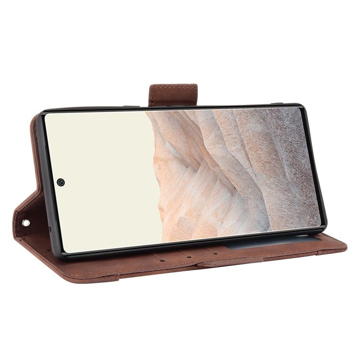 For Google Pixel 6 Pro Full Protection Multiple Card Slots Design Leather Stand Protective Case - Brown