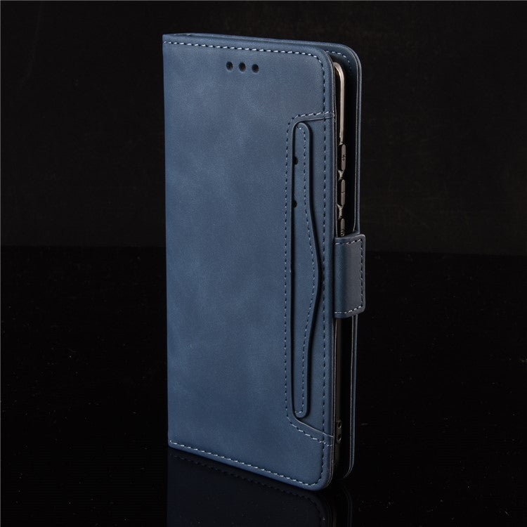 For Google Pixel 6 Pro Full Protection Multiple Card Slots Design Leather Stand Protective Case - Blue