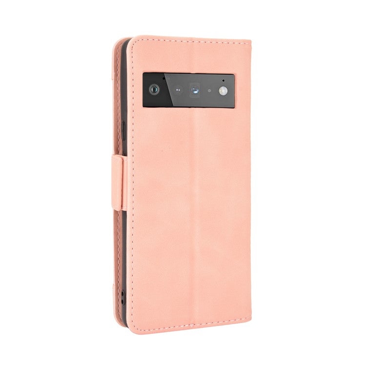 For Google Pixel 6 Pro Full Protection Multiple Card Slots Design Leather Stand Protective Case - Pink