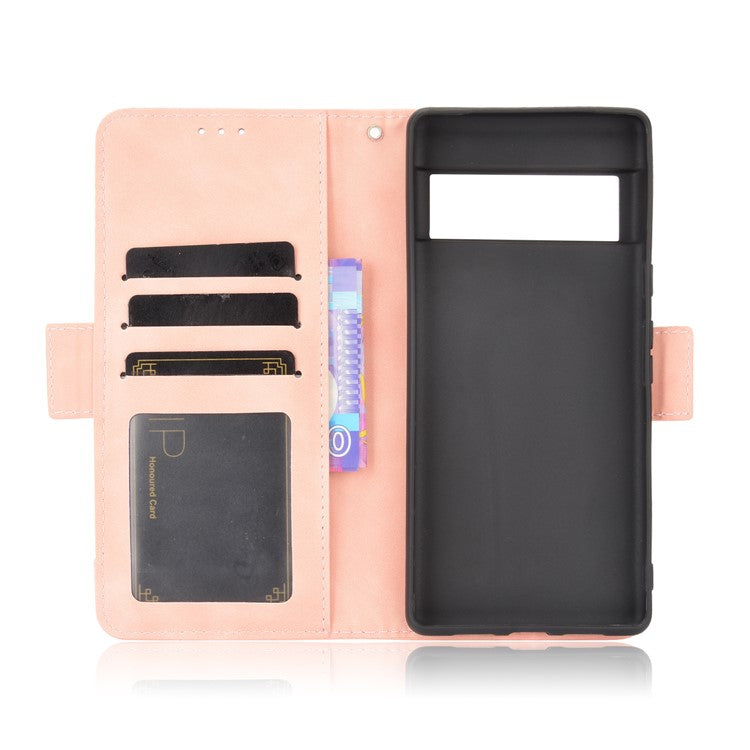 For Google Pixel 6 Pro Full Protection Multiple Card Slots Design Leather Stand Protective Case - Pink