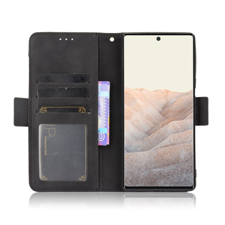 For Google Pixel 6 Pro Full Protection Multiple Card Slots Design Leather Stand Protective Case - Black