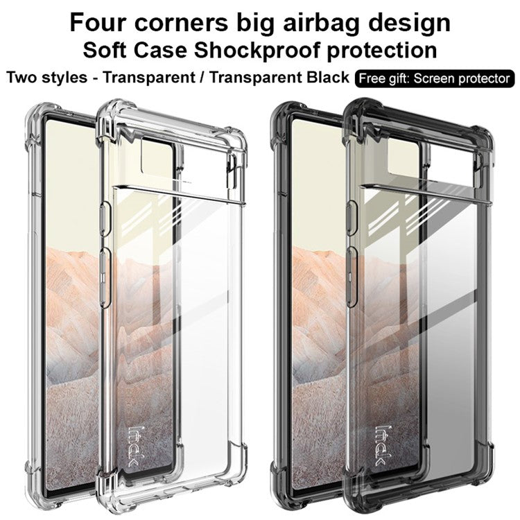 IMAK Full Coverage Flexible TPU Case Phone Protective Cover + Screen Protector for  Google Pixel 6 - Transparent