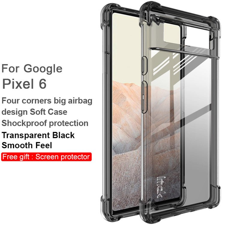 IMAK Full Coverage Flexible TPU Case Phone Protective Cover + Screen Protector for  Google Pixel 6 - Transparent Black