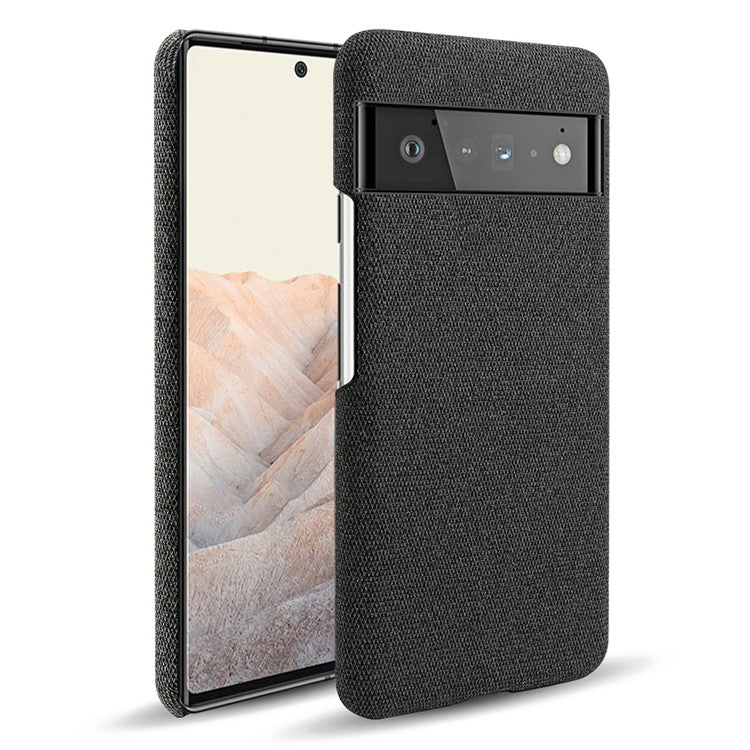 For Google Pixel 6 Pro Cloth Coated Hard PC Shockproof Non-Slip Phone Case Anti-Fingerprints Cover - Black