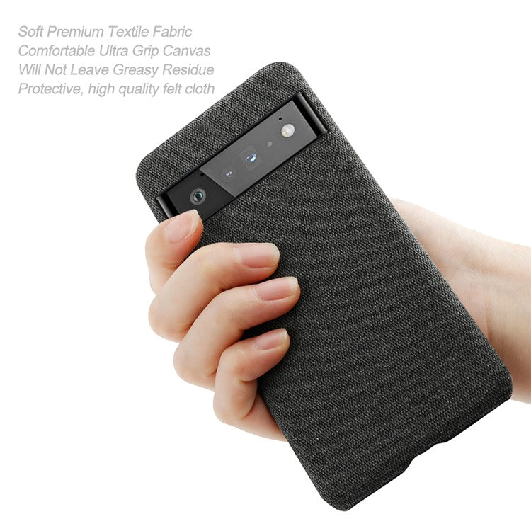 For Google Pixel 6 Pro Cloth Coated Hard PC Shockproof Non-Slip Phone Case Anti-Fingerprints Cover - Black