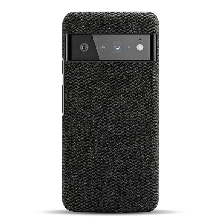 For Google Pixel 6 Pro Cloth Coated Hard PC Shockproof Non-Slip Phone Case Anti-Fingerprints Cover - Black