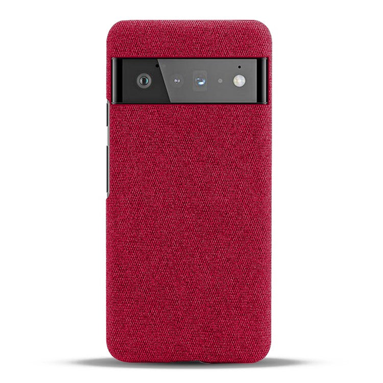 For Google Pixel 6 Pro Cloth Coated Hard PC Shockproof Non-Slip Phone Case Anti-Fingerprints Cover - Red