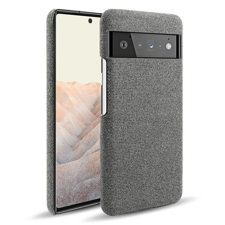 For Google Pixel 6 Pro Cloth Coated Hard PC Shockproof Non-Slip Phone Case Anti-Fingerprints Cover - Grey