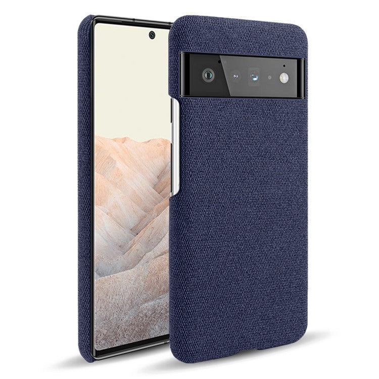 For Google Pixel 6 Pro Cloth Coated Hard PC Shockproof Non-Slip Phone Case Anti-Fingerprints Cover - Blue