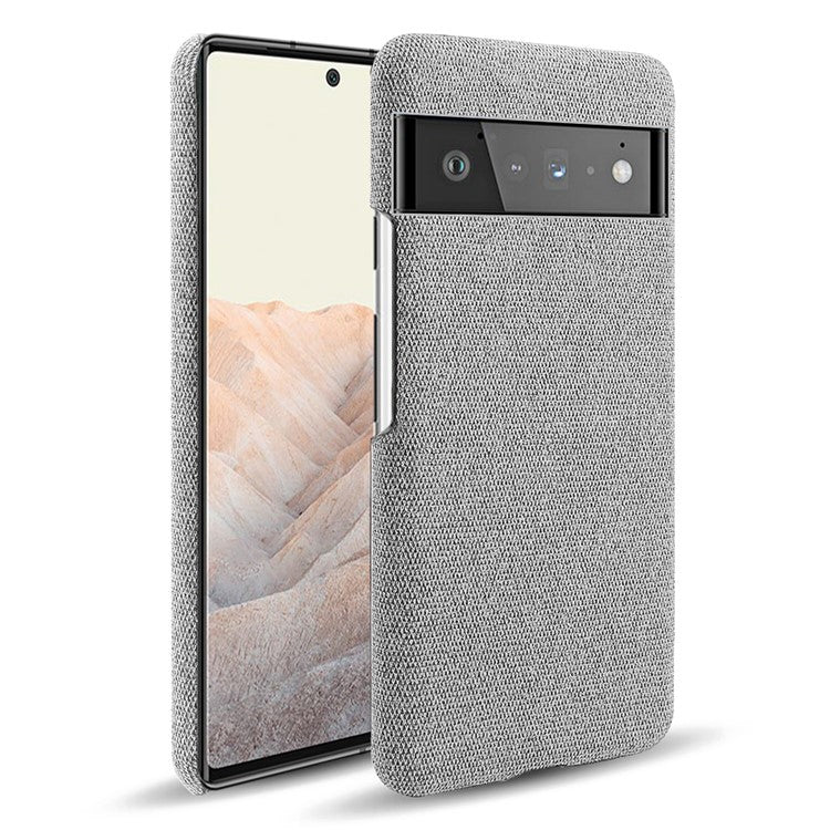 For Google Pixel 6 Pro Cloth Coated Hard PC Shockproof Non-Slip Phone Case Anti-Fingerprints Cover - Light Grey