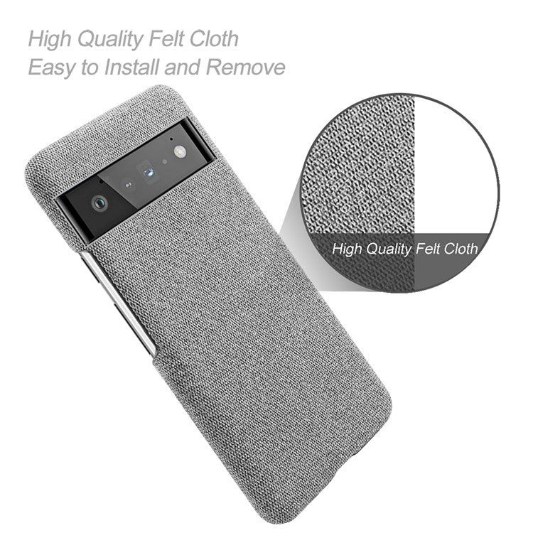 For Google Pixel 6 Pro Cloth Coated Hard PC Shockproof Non-Slip Phone Case Anti-Fingerprints Cover - Light Grey