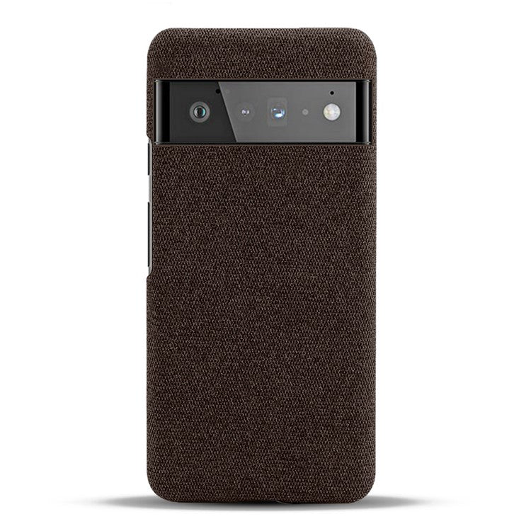 For Google Pixel 6 Pro Cloth Coated Hard PC Shockproof Non-Slip Phone Case Anti-Fingerprints Cover - Brown