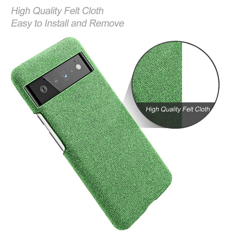 For Google Pixel 6 Pro Cloth Coated Hard PC Shockproof Non-Slip Phone Case Anti-Fingerprints Cover - Green