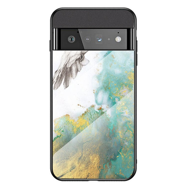 Marbling Pattern Shock-Proof Tempered Glass Cell Phone Cover for Google Pixel 6 Pro - Flying Pigeon Marble