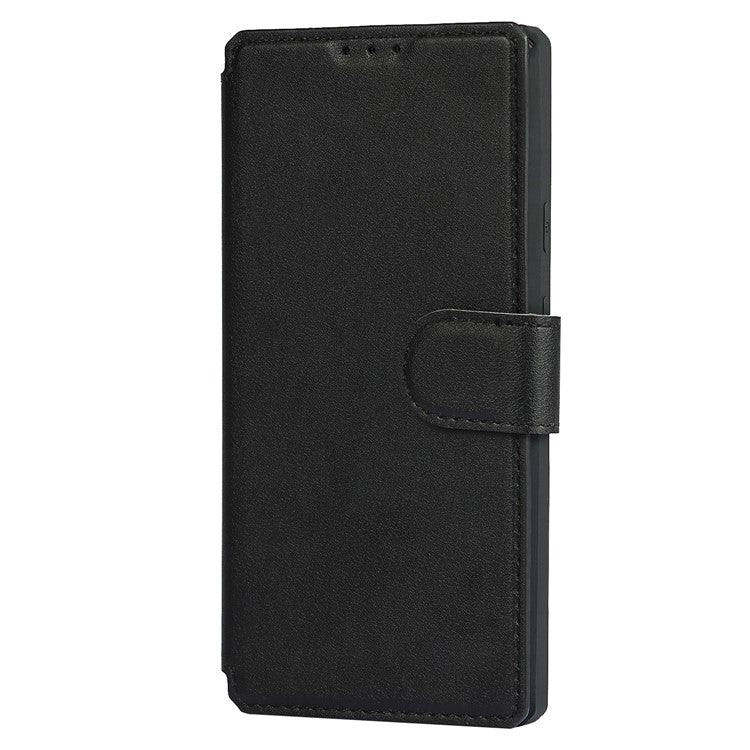 PU Leather Wallet Phone Cover with Wrist Strap for Google Pixel 4a - Black