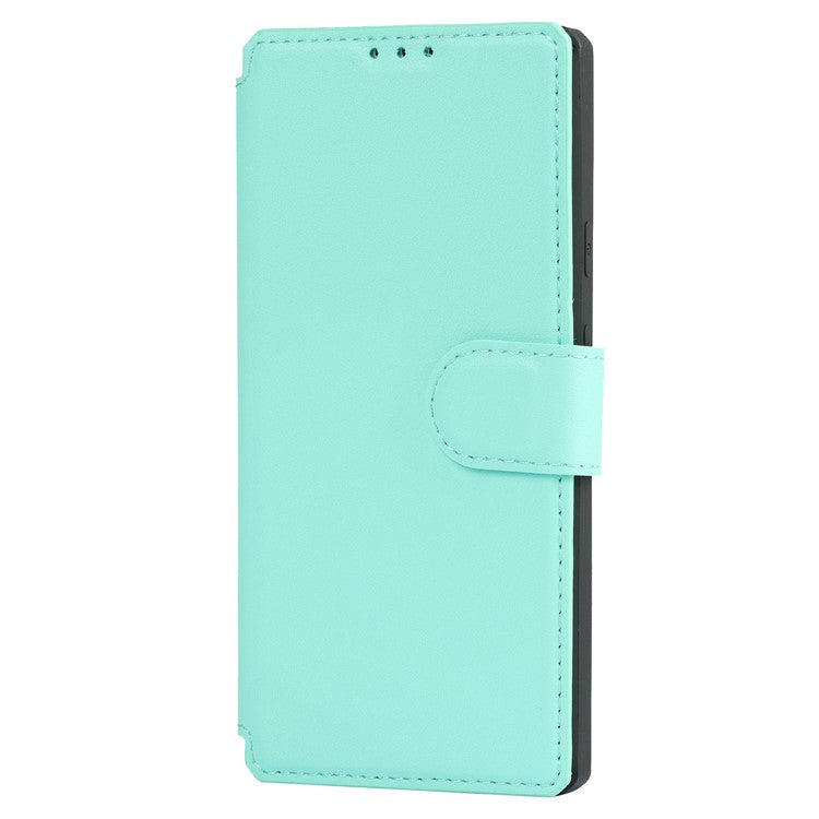 PU Leather Wallet Phone Cover with Wrist Strap for Google Pixel 4a - Cyan