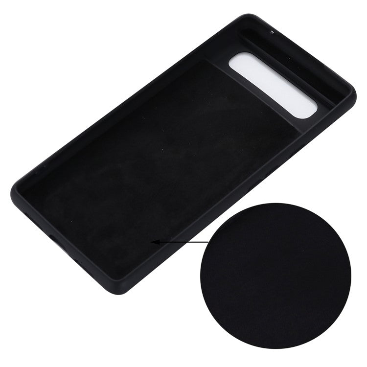 Mobile Phone Bag Case for Google Pixel 6 Liquid Silicone Shockproof Phone Cover with Strap - Black