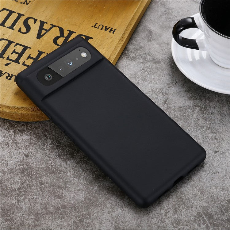 Mobile Phone Bag Case for Google Pixel 6 Liquid Silicone Shockproof Phone Cover with Strap - Black