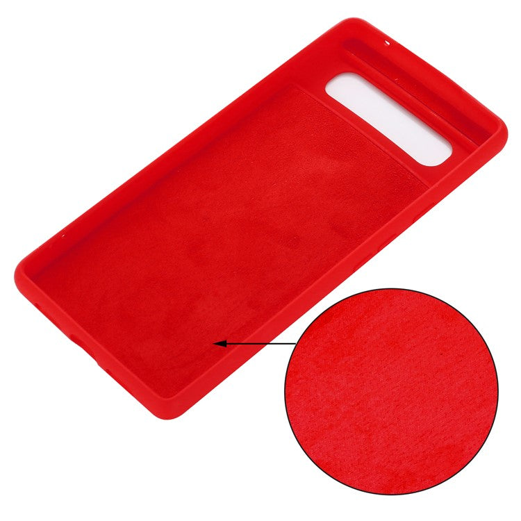 Mobile Phone Bag Case for Google Pixel 6 Liquid Silicone Shockproof Phone Cover with Strap - Red