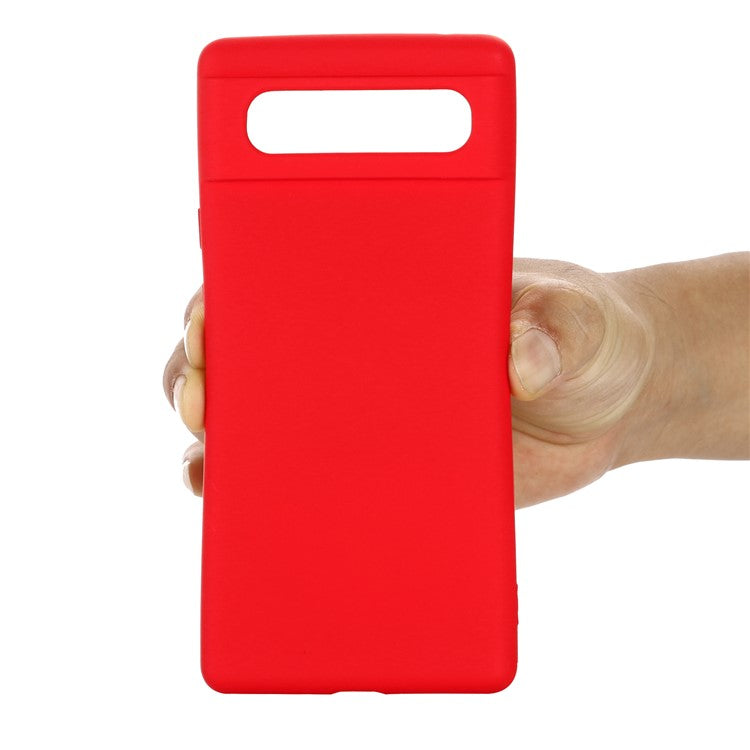 Mobile Phone Bag Case for Google Pixel 6 Liquid Silicone Shockproof Phone Cover with Strap - Red