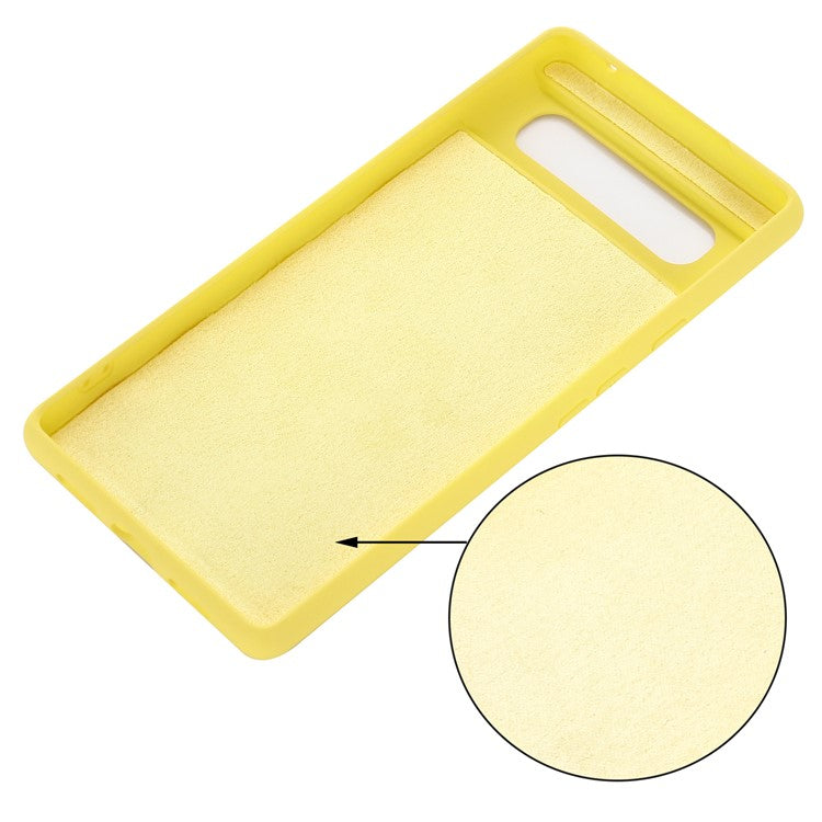 Mobile Phone Bag Case for Google Pixel 6 Liquid Silicone Shockproof Phone Cover with Strap - Yellow