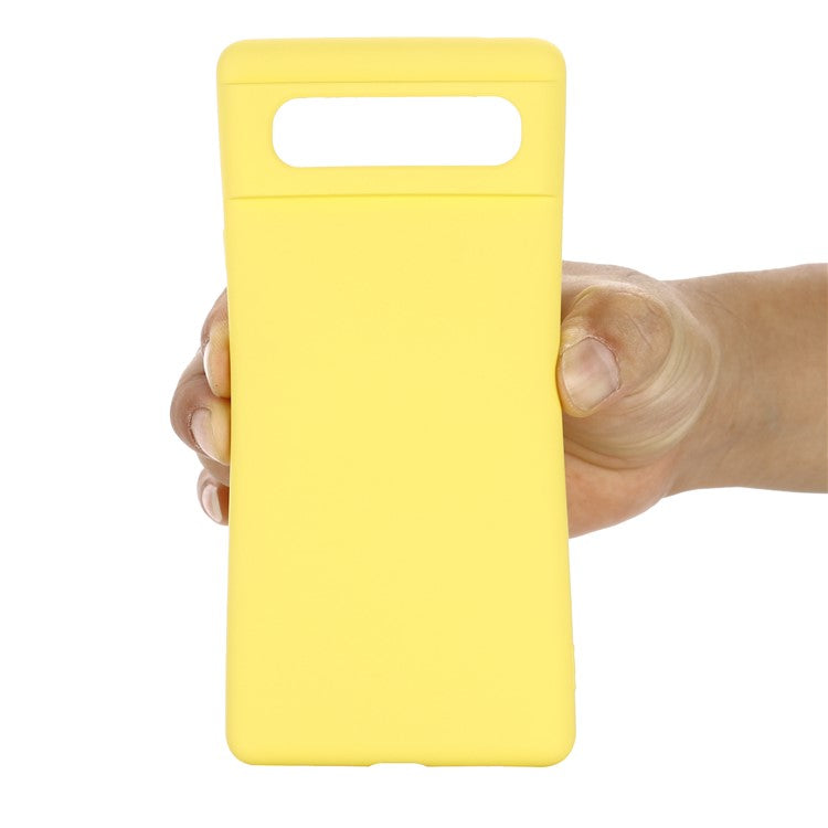 Mobile Phone Bag Case for Google Pixel 6 Liquid Silicone Shockproof Phone Cover with Strap - Yellow