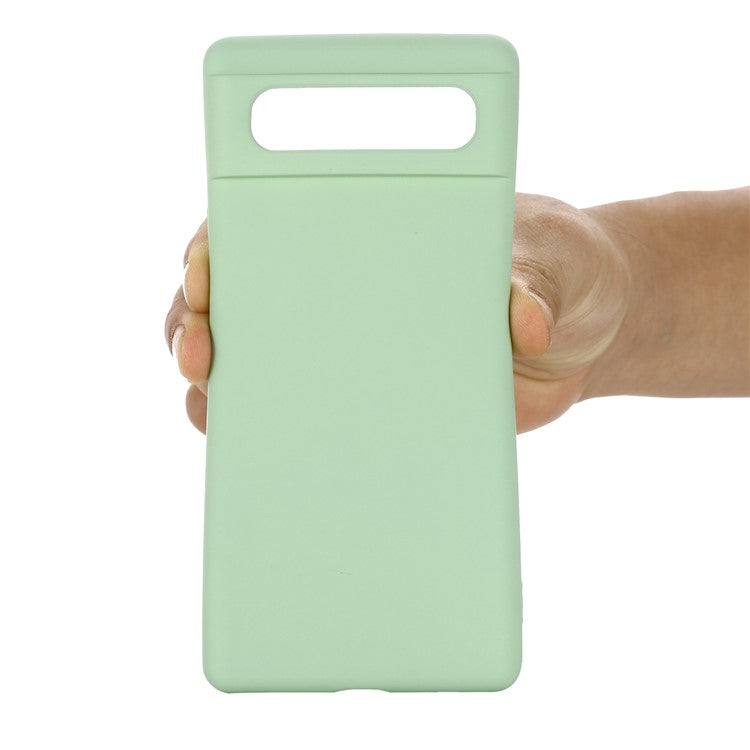 Mobile Phone Bag Case for Google Pixel 6 Liquid Silicone Shockproof Phone Cover with Strap - Green