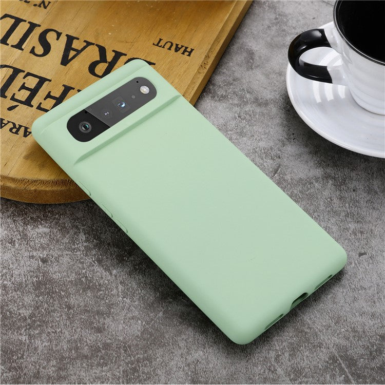 Mobile Phone Bag Case for Google Pixel 6 Liquid Silicone Shockproof Phone Cover with Strap - Green