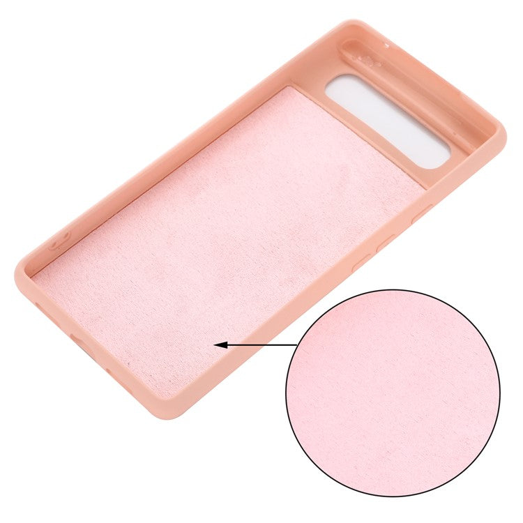 Mobile Phone Bag Case for Google Pixel 6 Liquid Silicone Shockproof Phone Cover with Strap - Pink