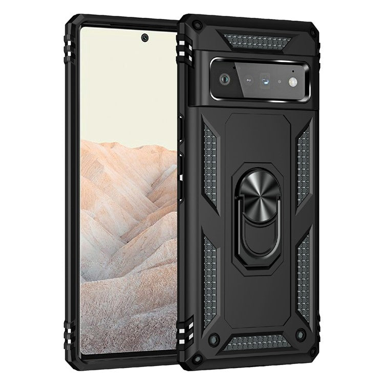 Military Grade Kickstand Design Shockproof PC TPU Hybrid Case Phone Shell for Google Pixel 6 Pro - Black