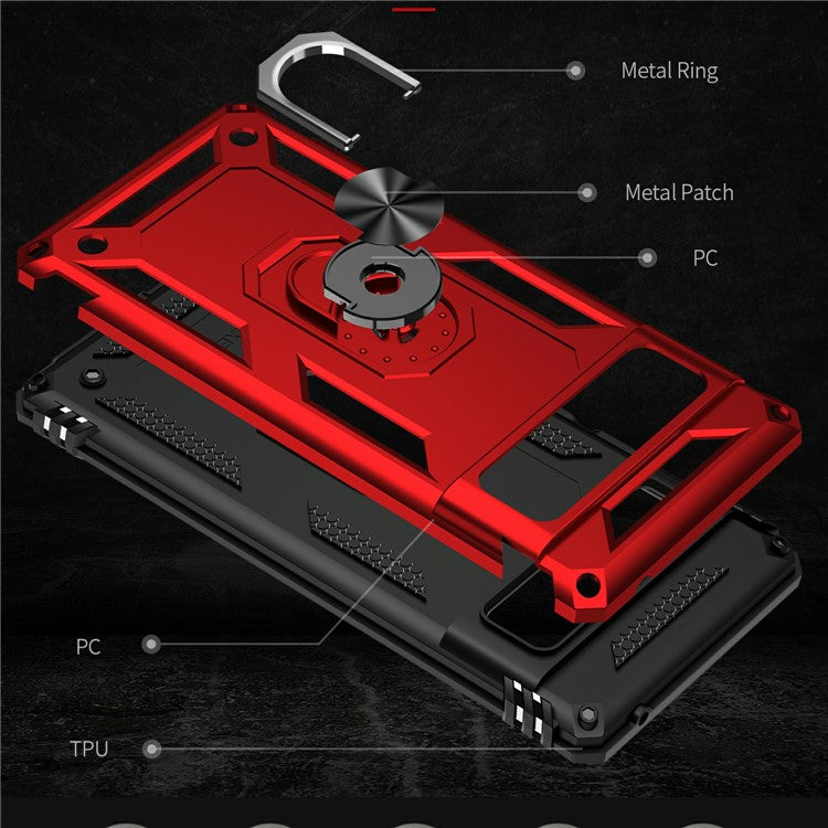 Military Grade Kickstand Design Shockproof PC TPU Hybrid Case Phone Shell for Google Pixel 6 Pro - Red