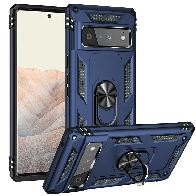 Military Grade Kickstand Design Shockproof PC TPU Hybrid Case Phone Shell for Google Pixel 6 Pro - Blue