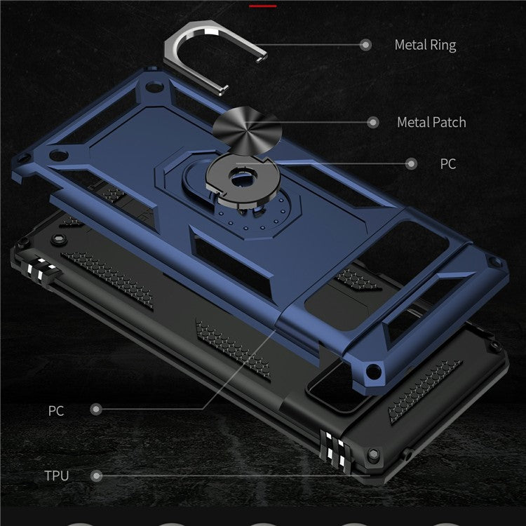 Military Grade Kickstand Design Shockproof PC TPU Hybrid Case Phone Shell for Google Pixel 6 Pro - Blue