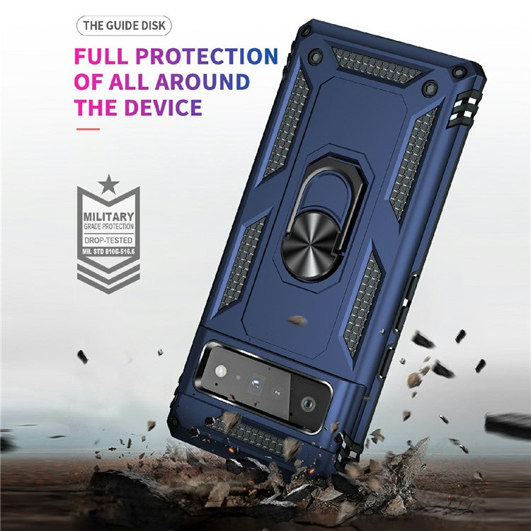 Military Grade Kickstand Design Shockproof PC TPU Hybrid Case Phone Shell for Google Pixel 6 Pro - Blue