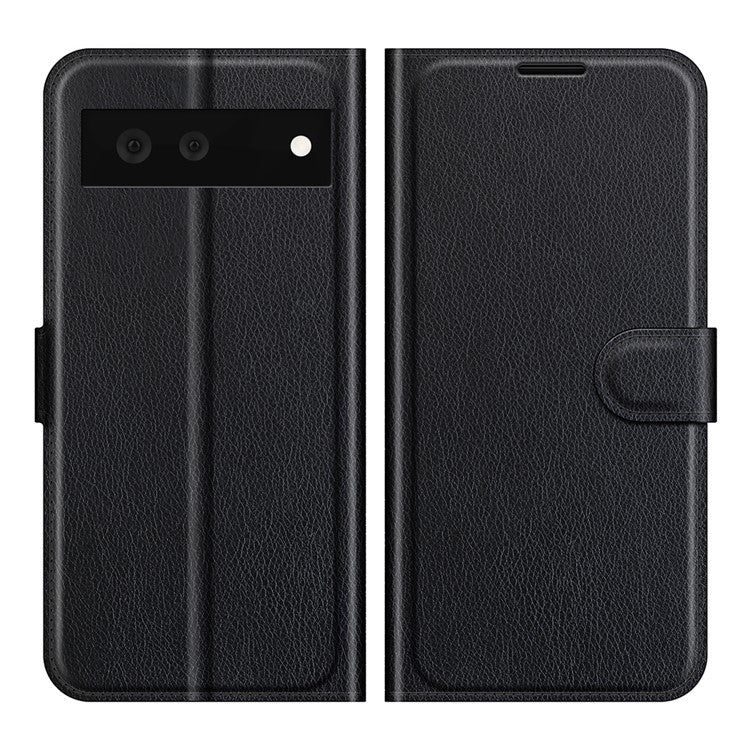 Magnetic Design Litchi Texture Horizontal Flip PU Leather + TPU Full Coverage Stand Wallet Case for Google Pixel 6 - Black