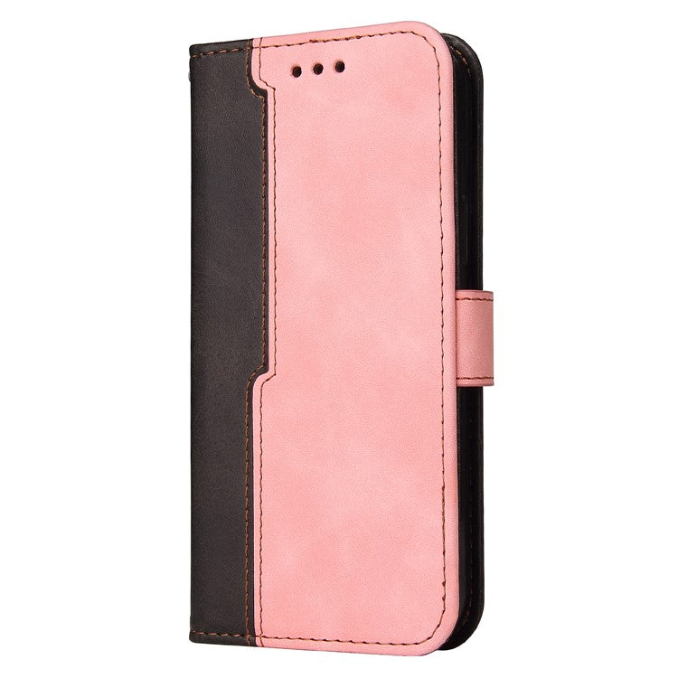 Two-Color Style Magnetic Soft TPU + PU Shockproof Flip Cover Wallet with Strap for Google Pixel 6 - Pink